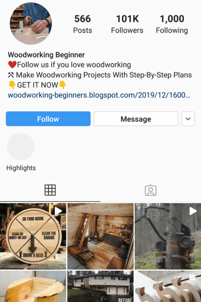 Instagram page for affiliate marketing